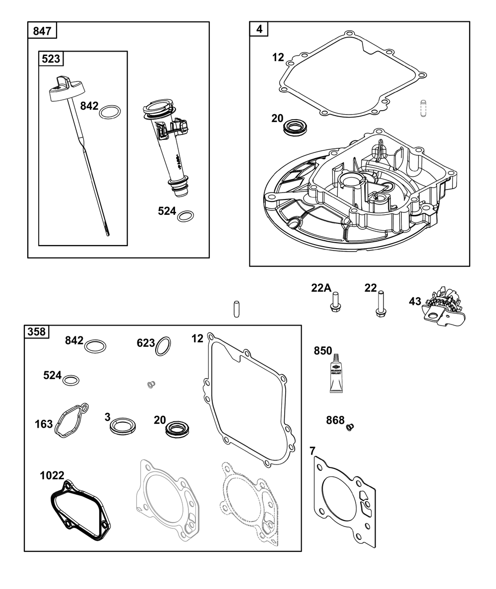 Crankcase Cover/Sump And Lubrication Group Diagram and Parts List for 08P602-0019-H5 020000 - 09Z999 Briggs and Stratton Engine